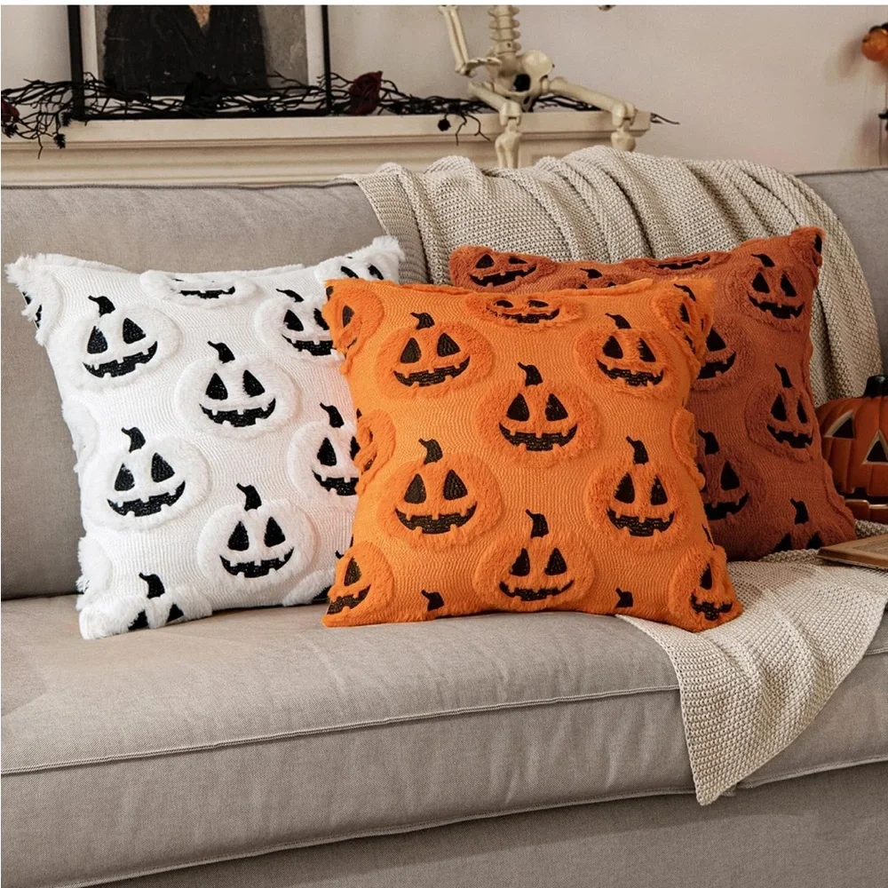 Amazon Halloween Pumpkin Accent Pillows - Orange and Black
